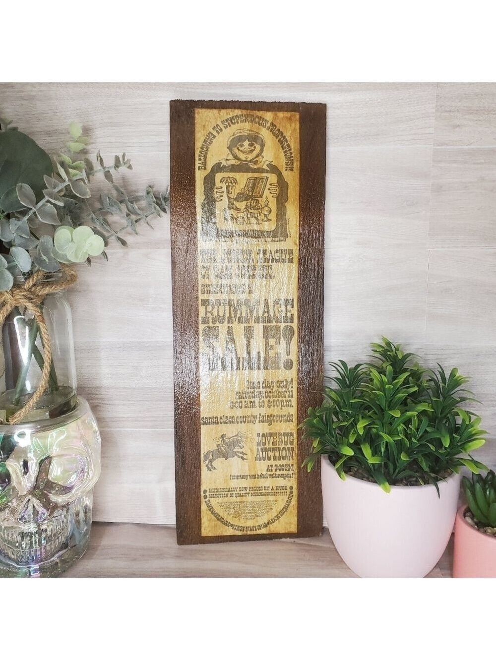 Vintage Brown Wood Wall Sign Signed Sidney Fischer